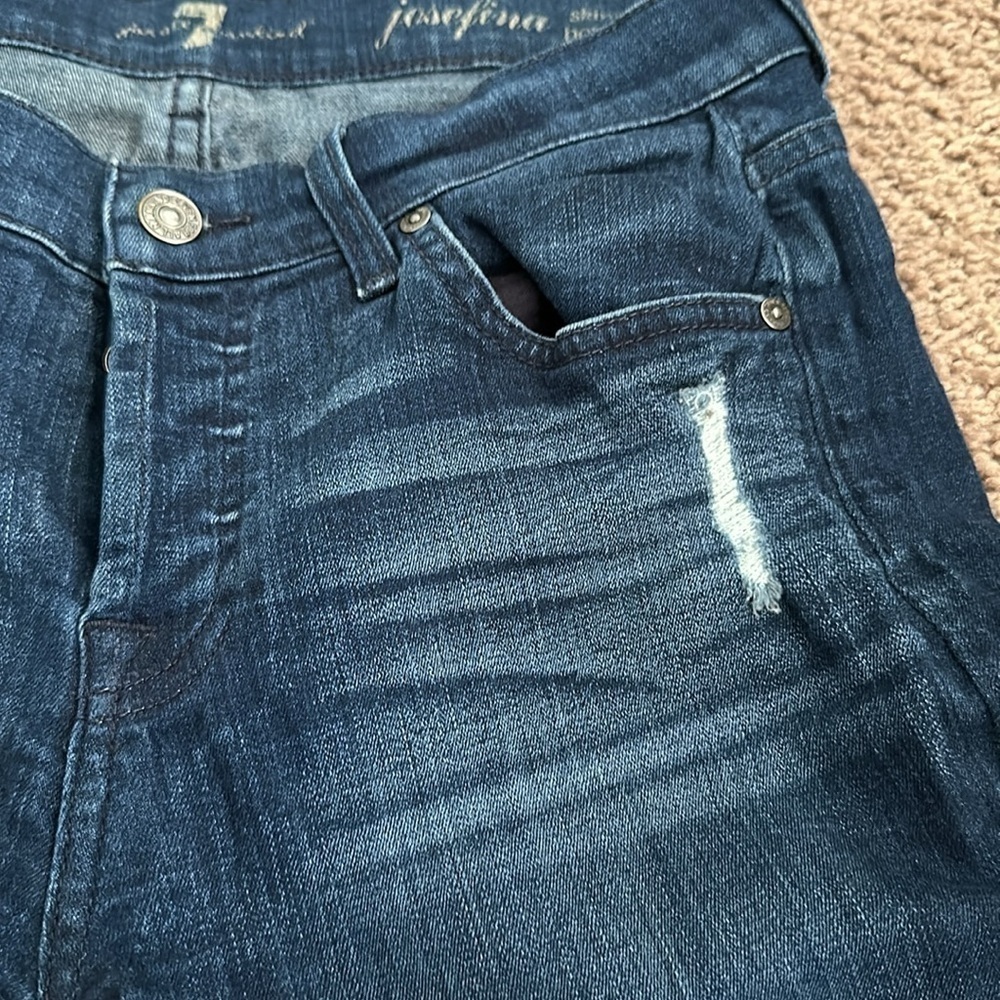 7 for all mankind josephina skinny boyfriend dark wash distressed jeans size 25 - Picture 9 of 14